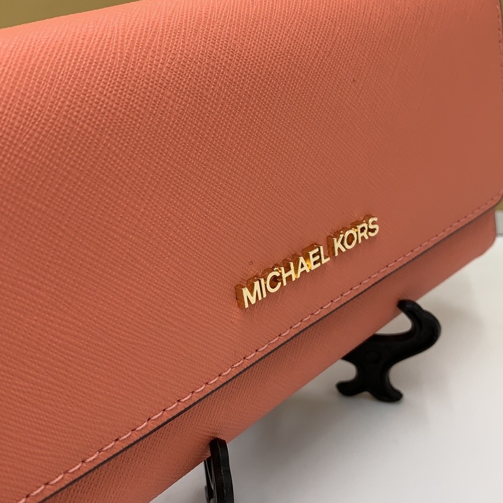 MICHAEL KORS JET SET TRAVEL LARGE TRIFOLD WALLET SHERBERT COLOR - Picture 11 of 13